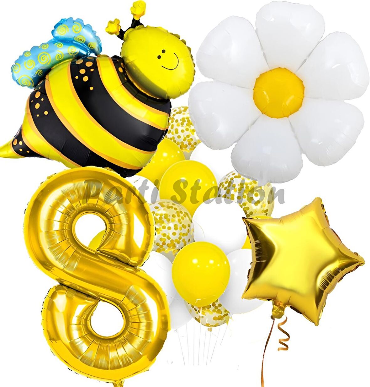 Bee Arı ve Papatya Konsept 8 Yaş Balon Set Bee Arı ve Papatya Tema Parti Doğum Günü Parti Balon Set