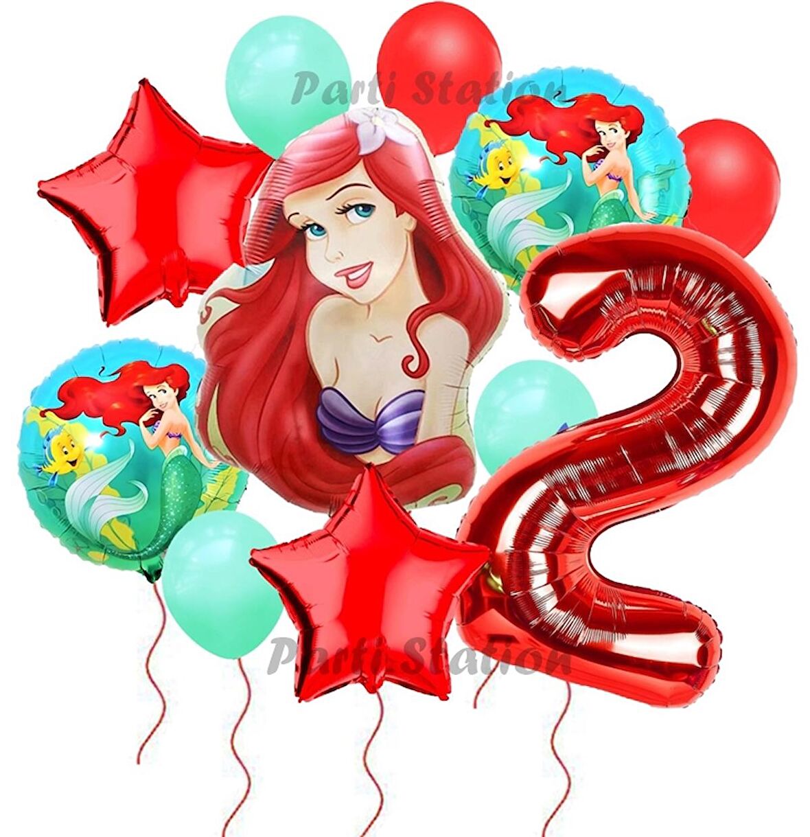 Disney Prensesi Deniz Kızı Prenses Ariel Konsept 2 Yaş Doğum Günü Balon Set Aquaman Ariel Balon Set