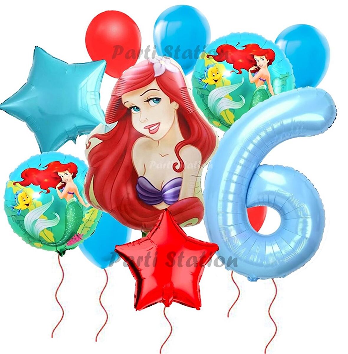 Disney Prensesi Deniz Kızı Prenses Ariel Konsept 6 Yaş Doğum Günü Balon Set Aquaman Ariel Balon Set