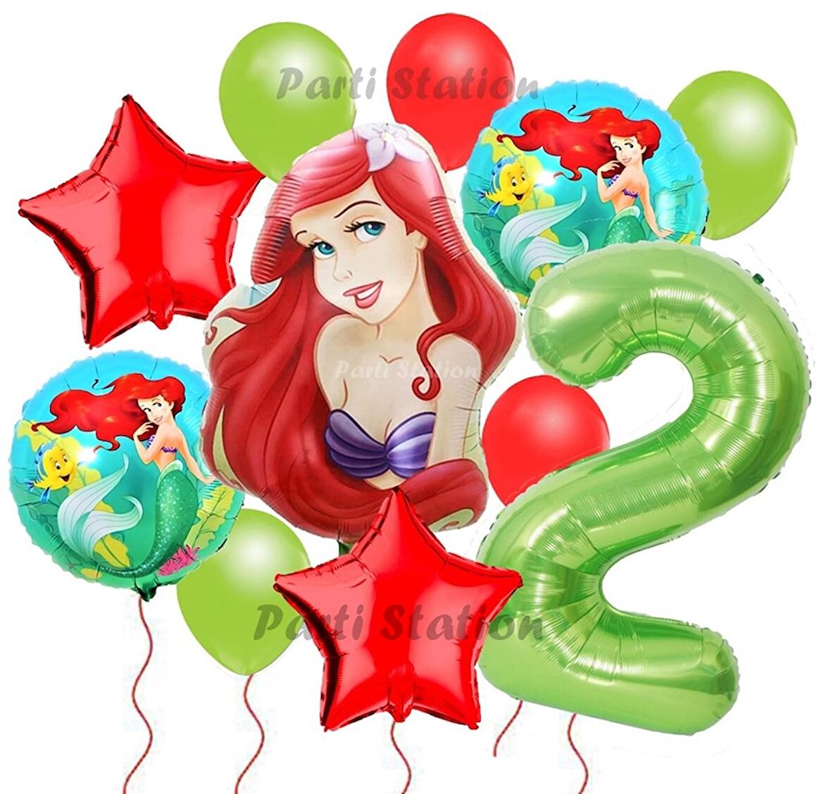 Disney Prensesi Deniz Kızı Prenses Ariel Konsept 2 Yaş Doğum Günü Balon Set Aquaman Ariel Balon Set