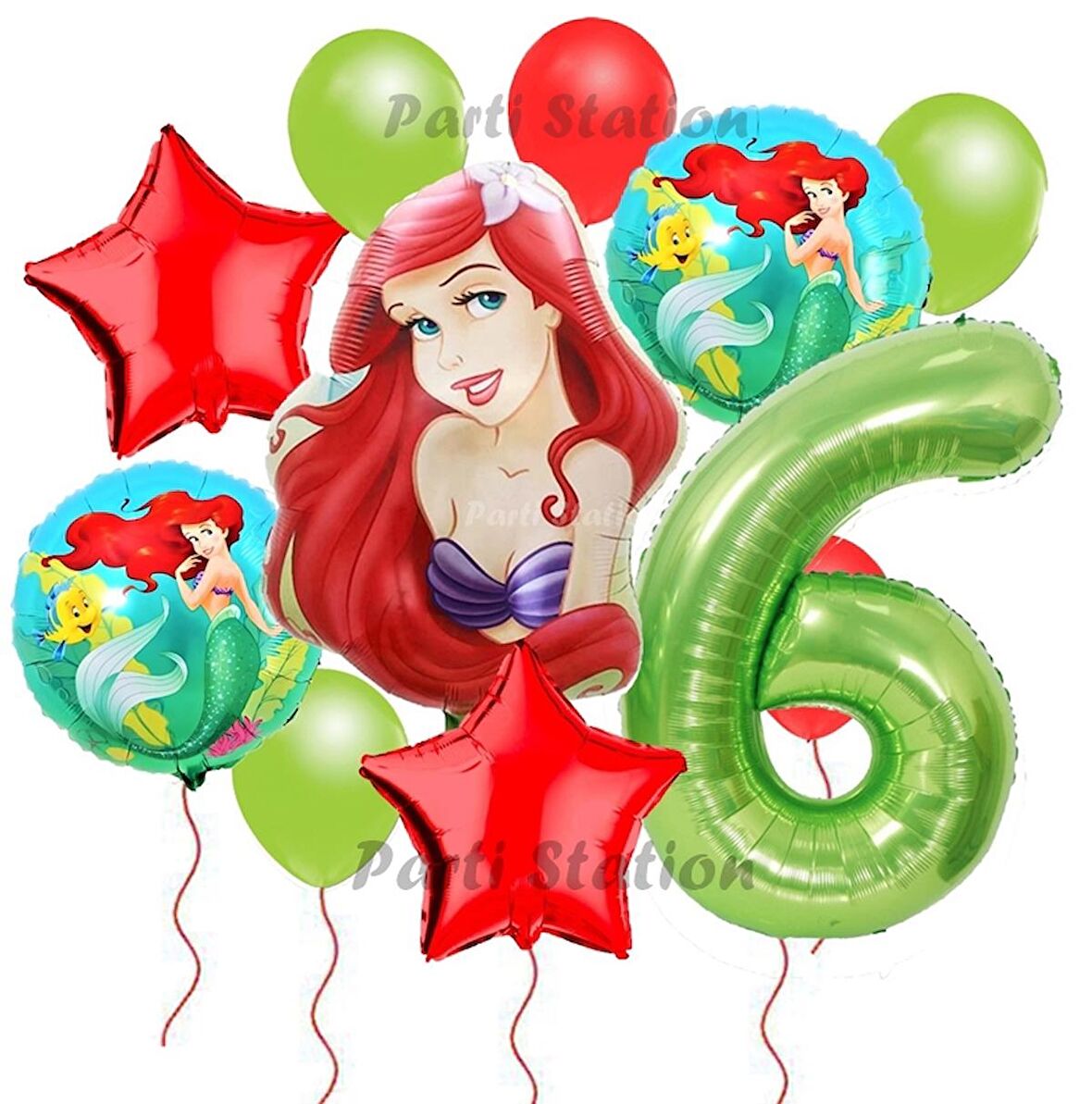 Disney Prensesi Deniz Kızı Prenses Ariel Konsept 6 Yaş Doğum Günü Balon Set Aquaman Ariel Balon Set