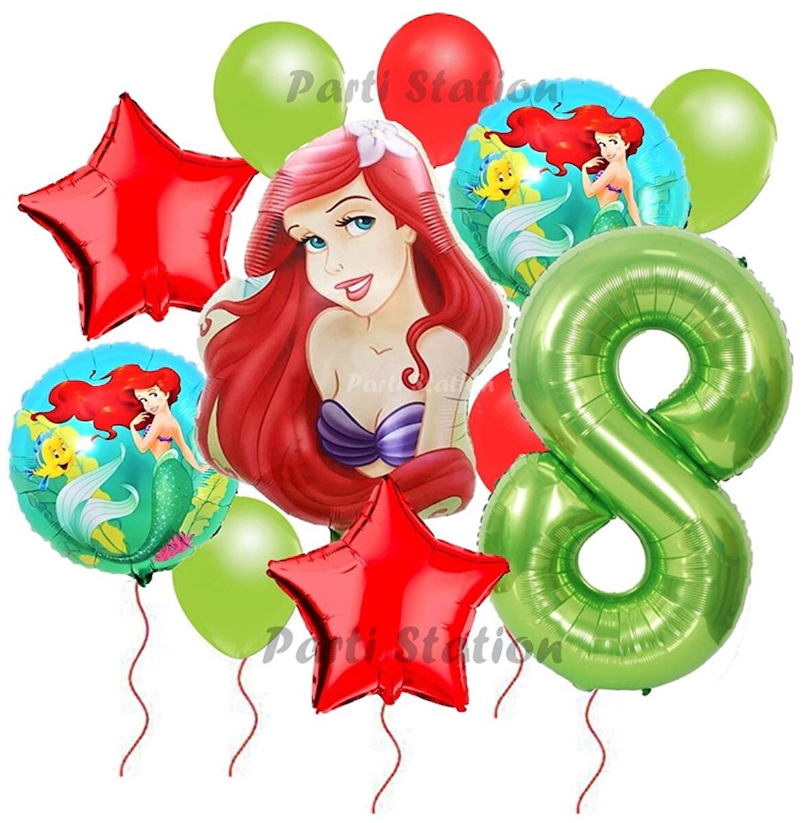 Disney Prensesi Deniz Kızı Prenses Ariel Konsept 8 Yaş Doğum Günü Balon Set Aquaman Ariel Balon Set