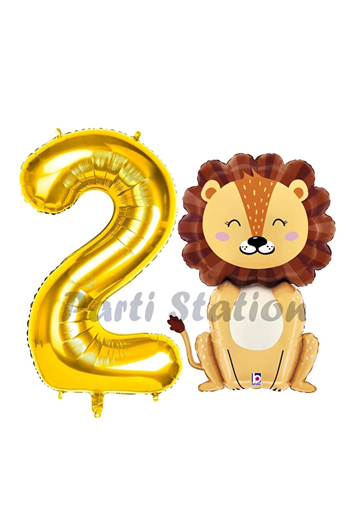 Aslan Balon 6 Yaş Balon Set Safari Konsept Aslan Balon ve Gold Renk Rakam Balon