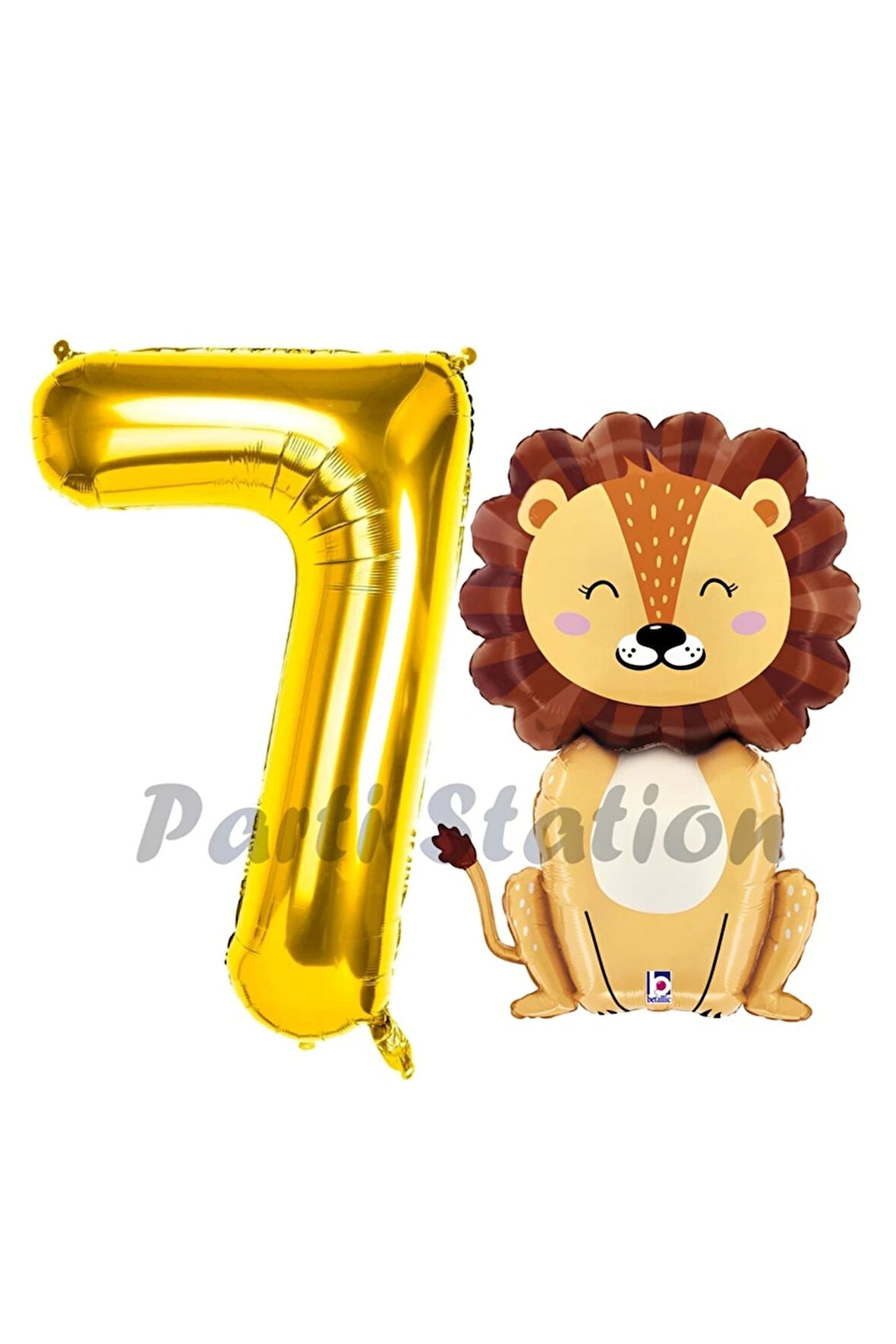 Aslan Balon 6 Yaş Balon Set Safari Konsept Aslan Balon ve Gold Renk Rakam Balon