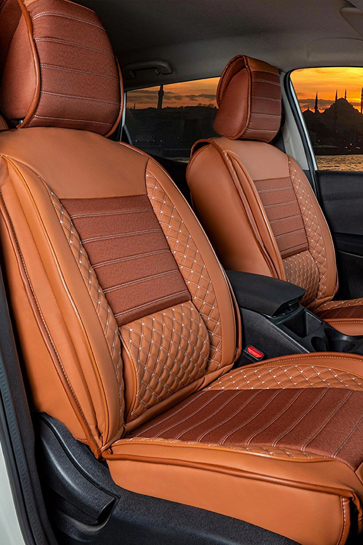 Suzuki Vitara 2015-2019 Uyumlu Lüx Deri Oto Koltuk Kılıfı Ön Arka Takım Saturn TABA