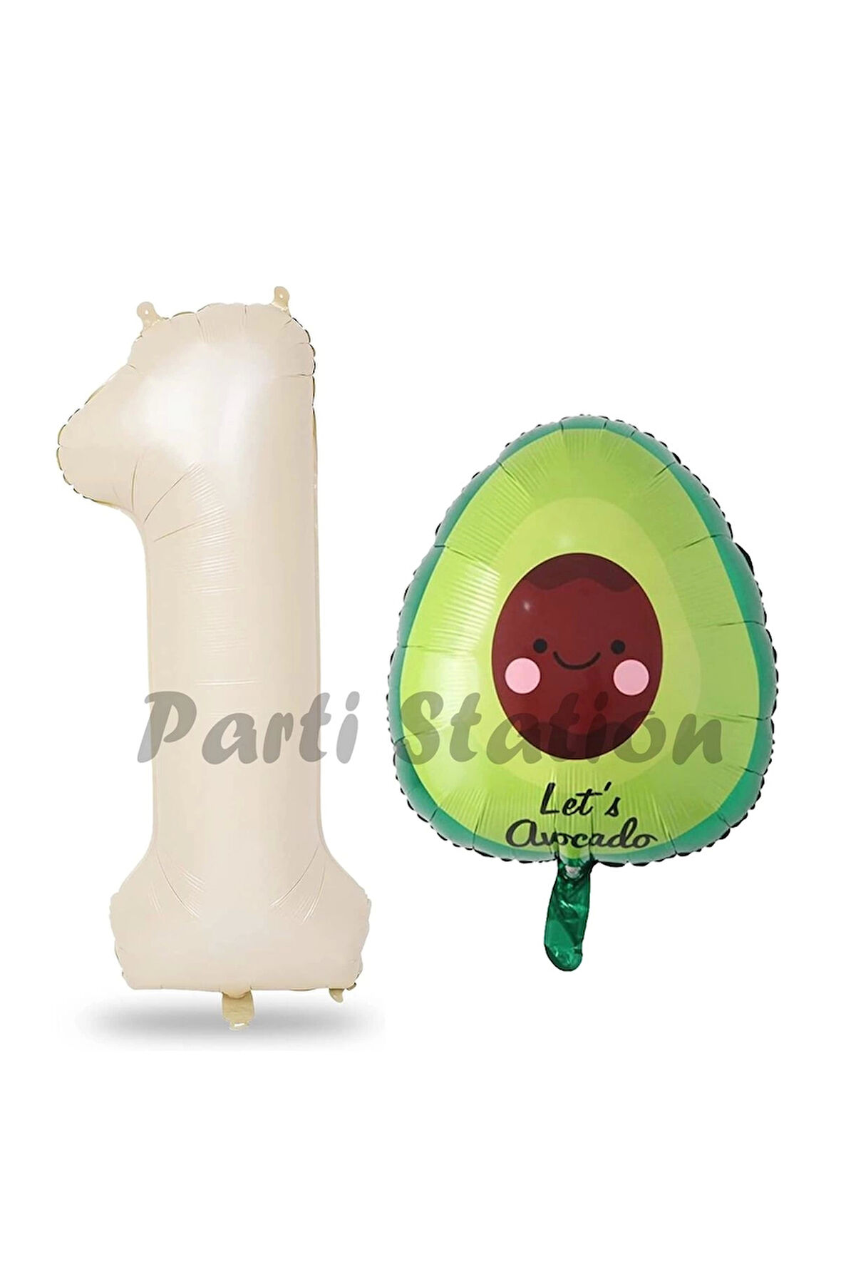 Avokado Balon 9 Yaş Doğum Günü Balon Set Avokado Konsept ve Krem Renk Rakam Balon