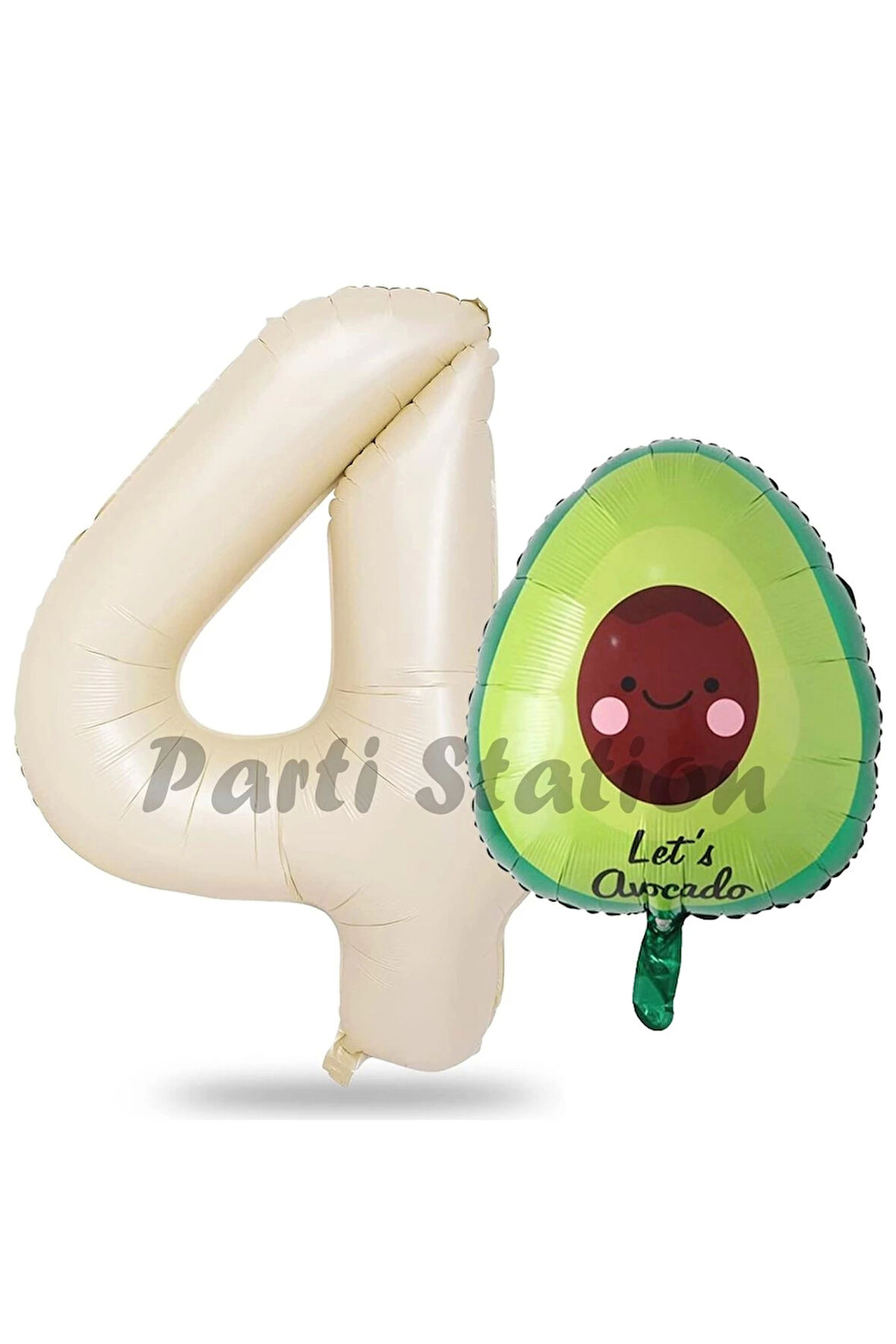 Avokado Balon 9 Yaş Doğum Günü Balon Set Avokado Konsept ve Krem Renk Rakam Balon
