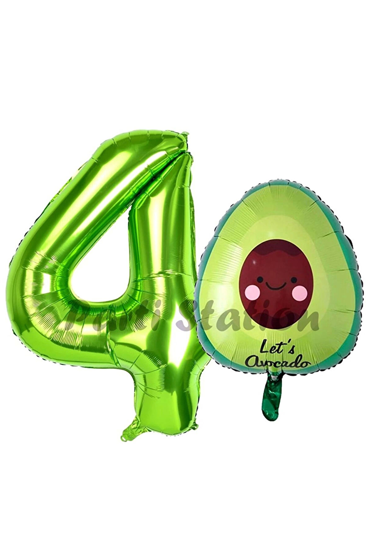 Avokado Balon 5 Yaş Doğum Günü Balon Set Avokado Konsept ve Yeşil Renk Rakam Balon