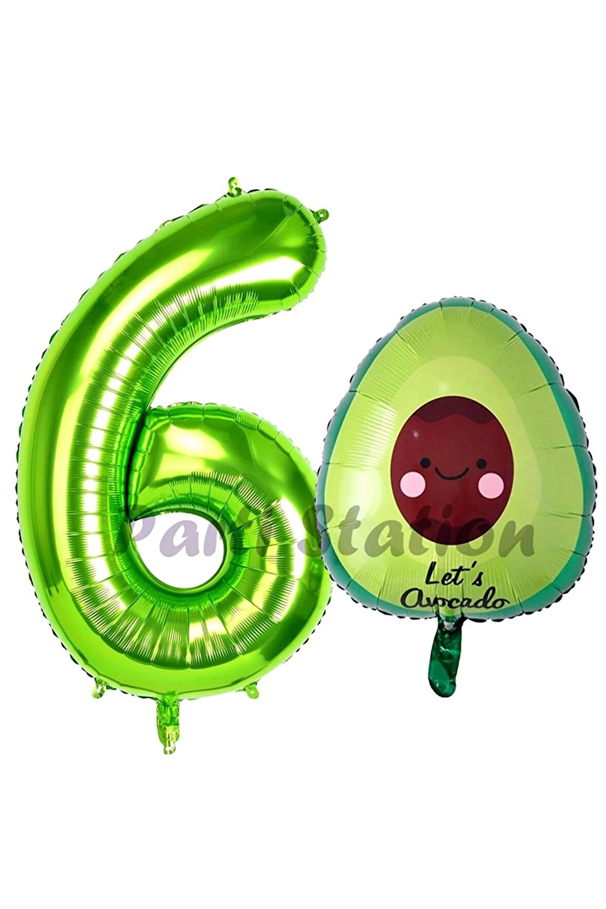 Avokado Balon 5 Yaş Doğum Günü Balon Set Avokado Konsept ve Yeşil Renk Rakam Balon