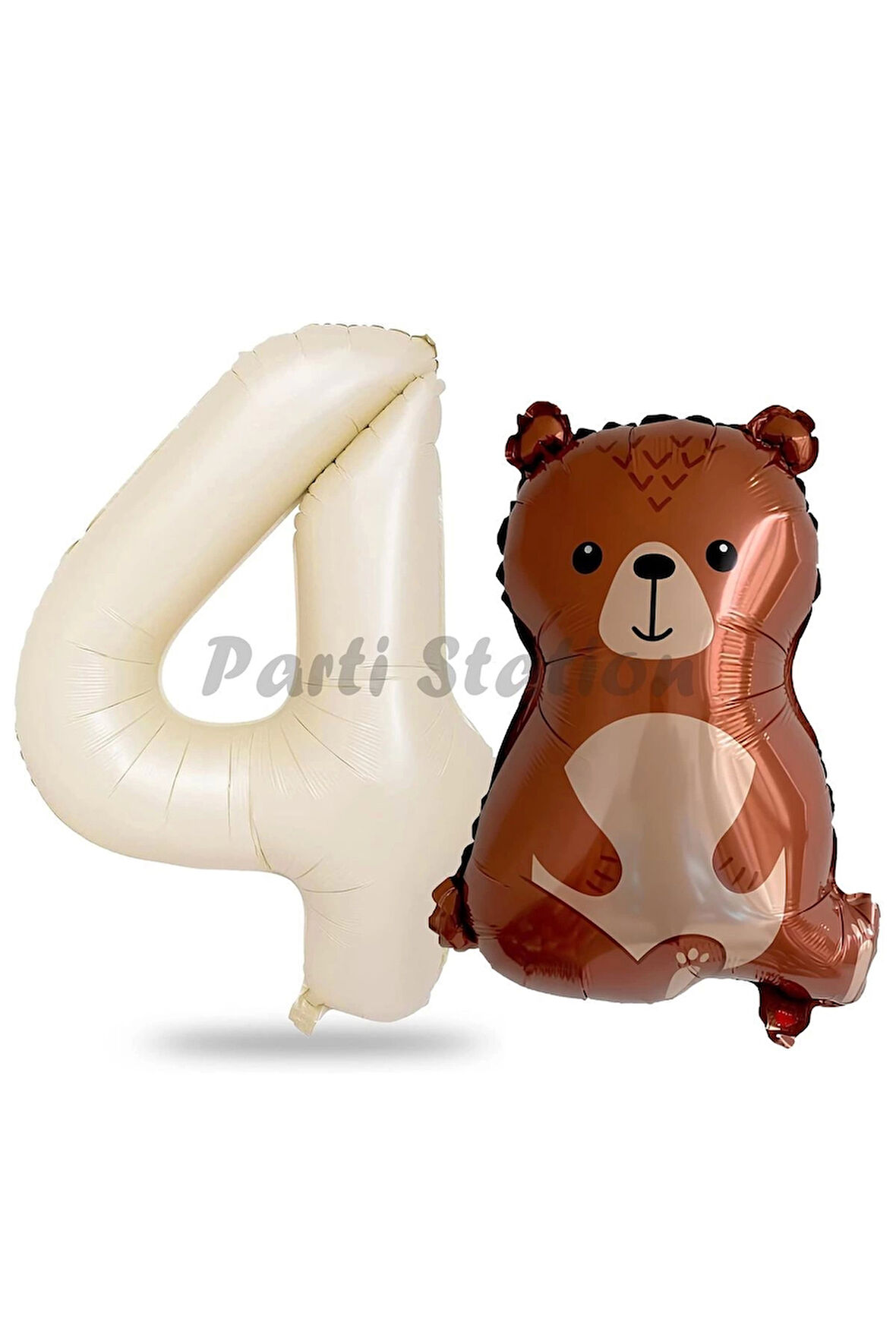 Ayıcık Balon 2 Yaş Balon Set Woodland Konsept Ayı Balon Ve Krem Renk Rakam Balon