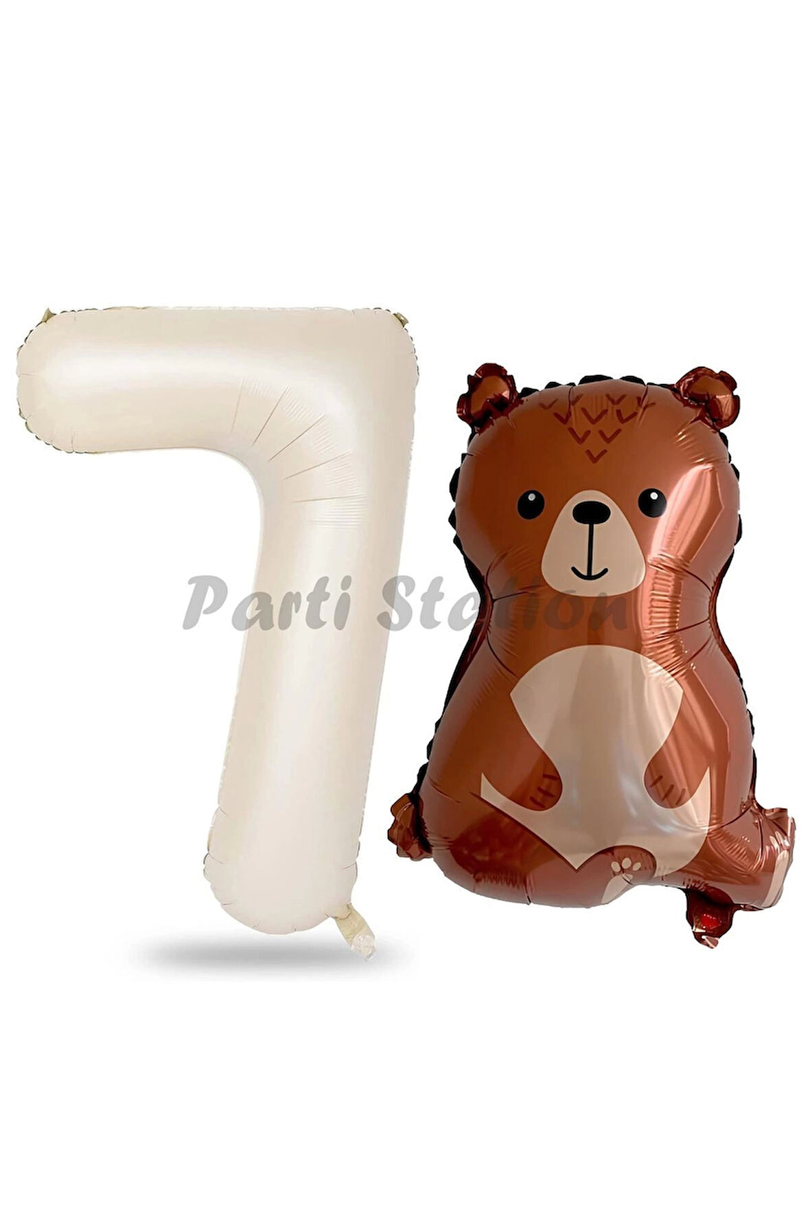 Ayıcık Balon 2 Yaş Balon Set Woodland Konsept Ayı Balon Ve Krem Renk Rakam Balon