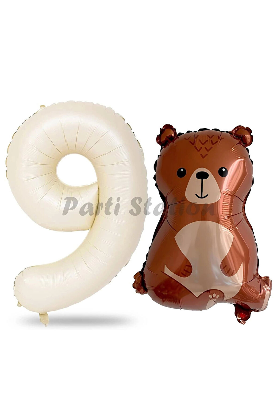 Ayıcık Balon 2 Yaş Balon Set Woodland Konsept Ayı Balon Ve Krem Renk Rakam Balon