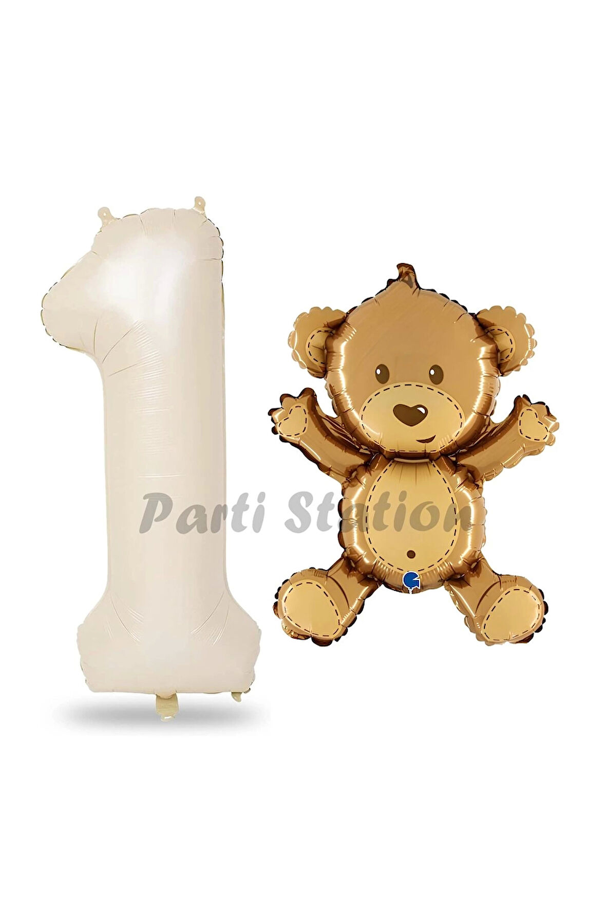 Sevimli Ayıcık Balon 4 Yaş Balon Set Woodland Konsept Ayı Balon ve Gold Renk Rakam Balon