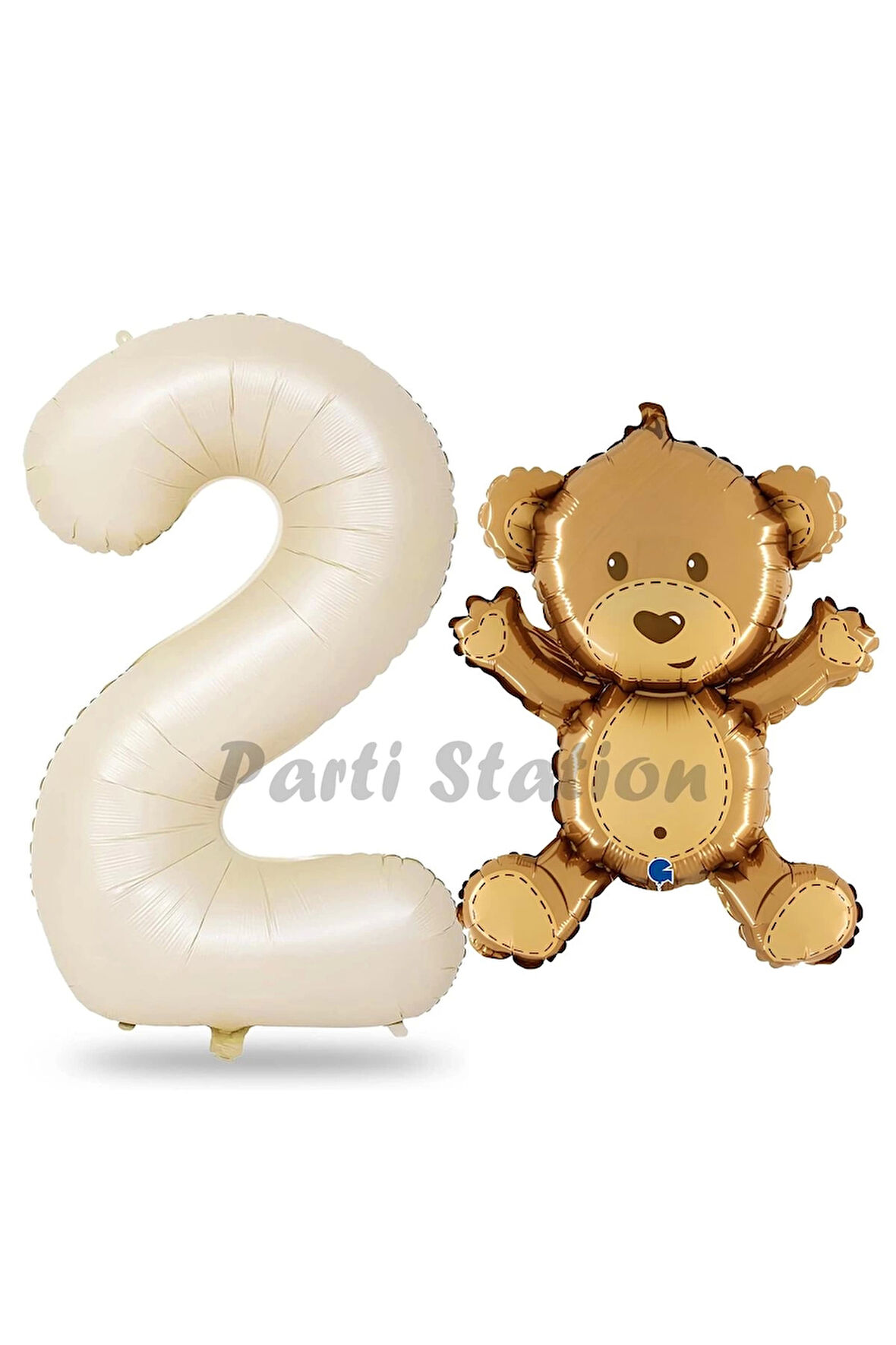 Sevimli Ayıcık Balon 4 Yaş Balon Set Woodland Konsept Ayı Balon ve Gold Renk Rakam Balon