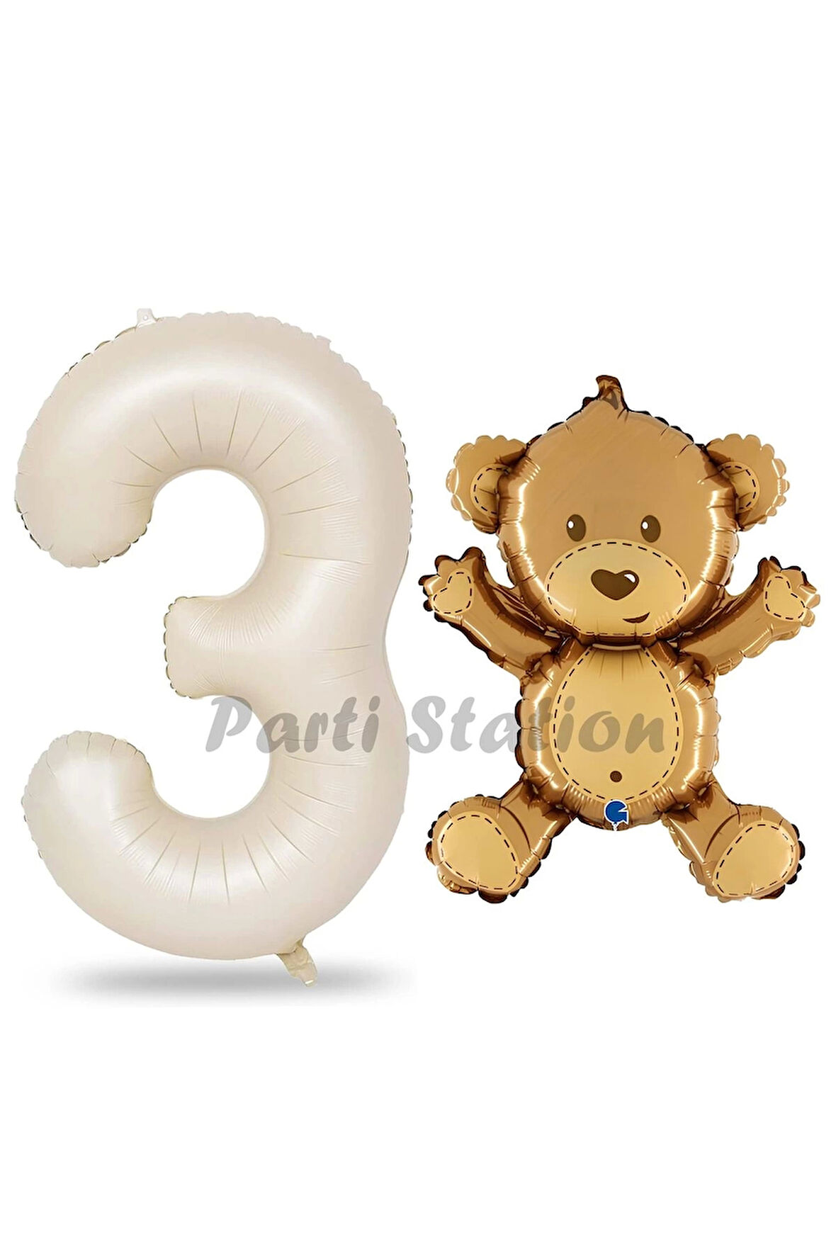 Sevimli Ayıcık Balon 4 Yaş Balon Set Woodland Konsept Ayı Balon ve Gold Renk Rakam Balon