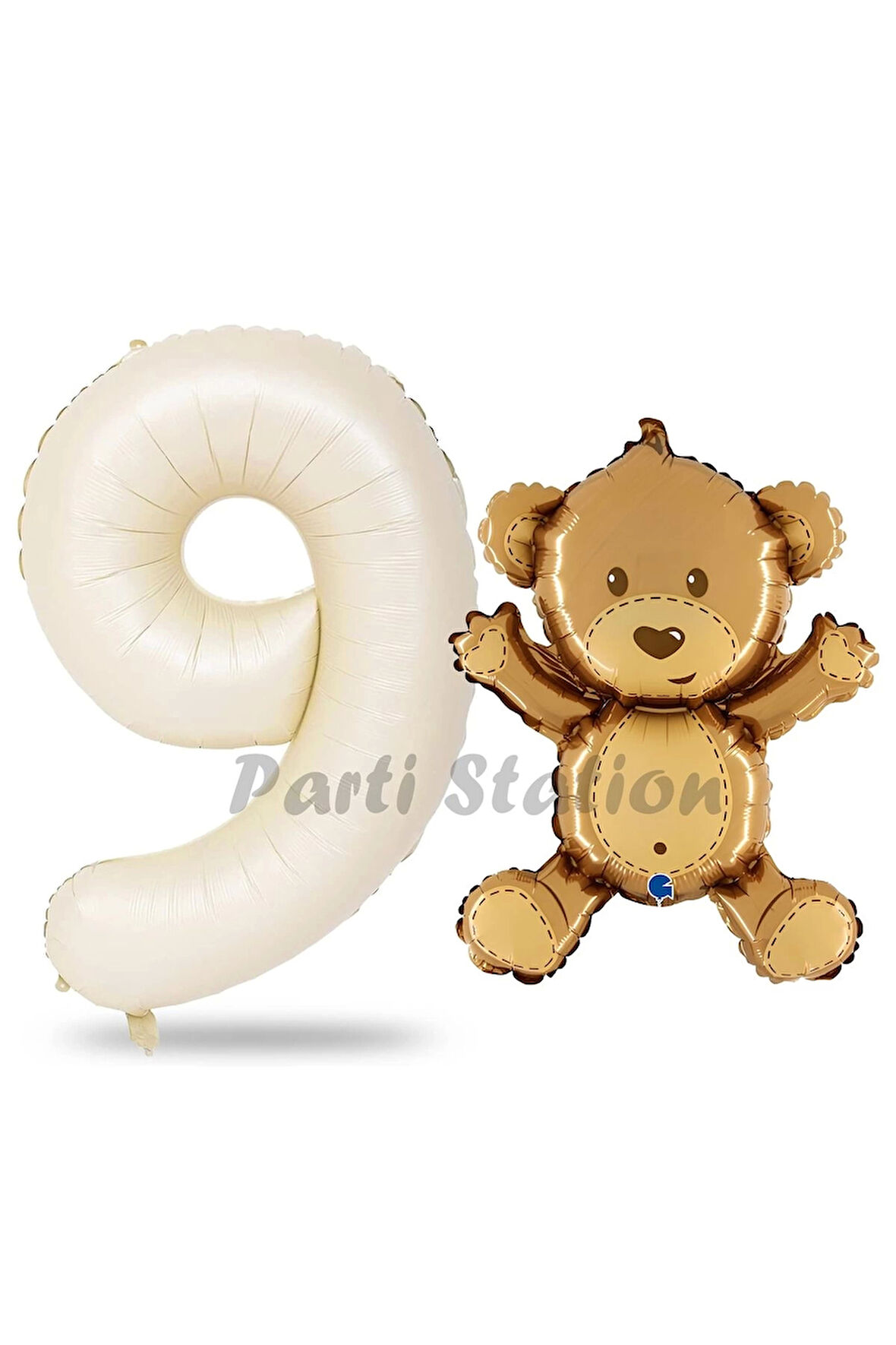 Sevimli Ayıcık Balon 4 Yaş Balon Set Woodland Konsept Ayı Balon ve Gold Renk Rakam Balon