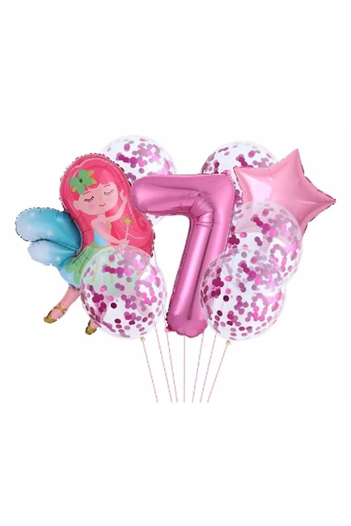 Peri Kızı Yıldız 7 Yaş Balon Set Demet Balon Folyo Set Peri Kızı Konsept Set Yaş Balon Set