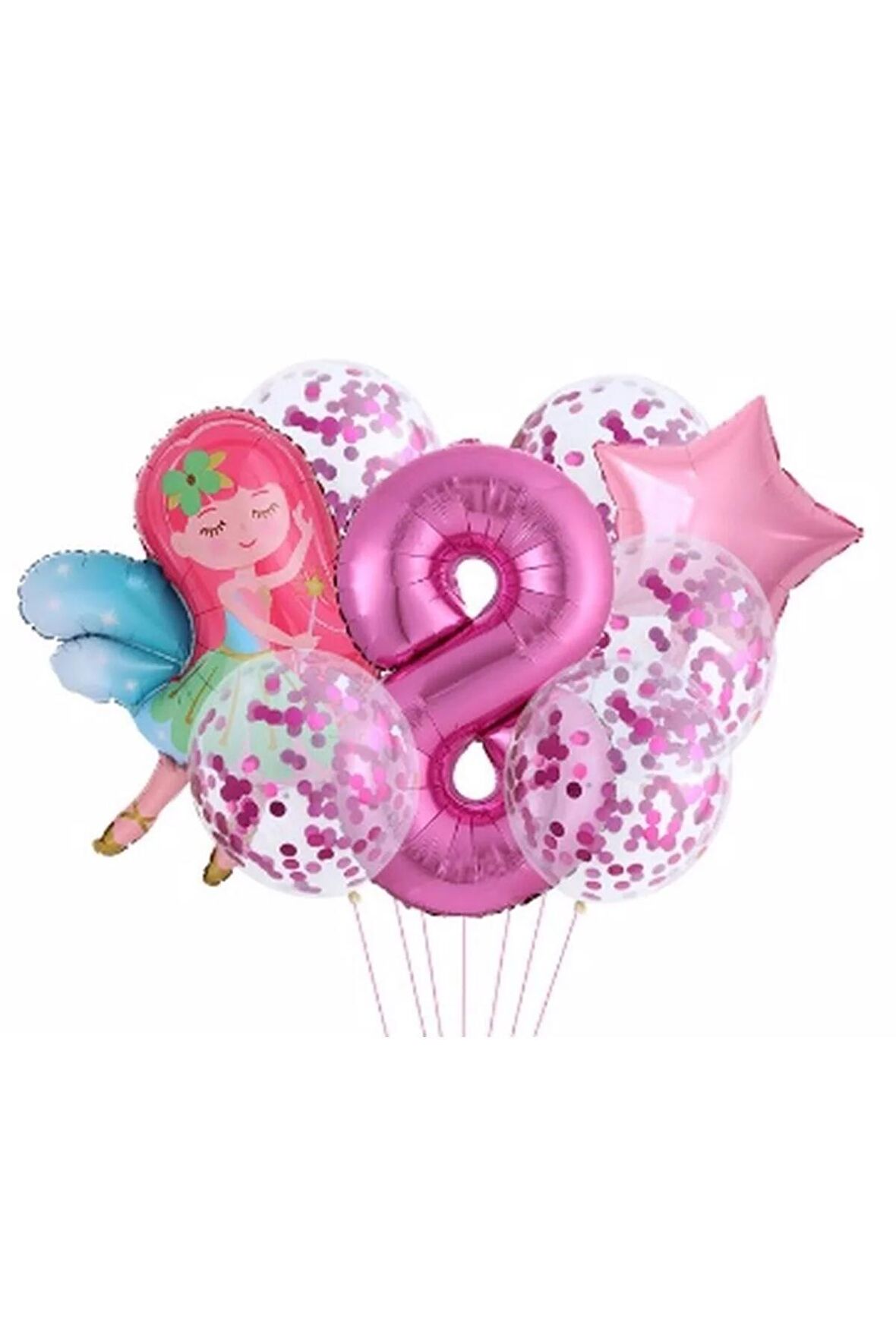 Peri Kızı Yıldız 8 Yaş Balon Set Demet Balon Folyo Set Peri Kızı Konsept Set Yaş Balon Set