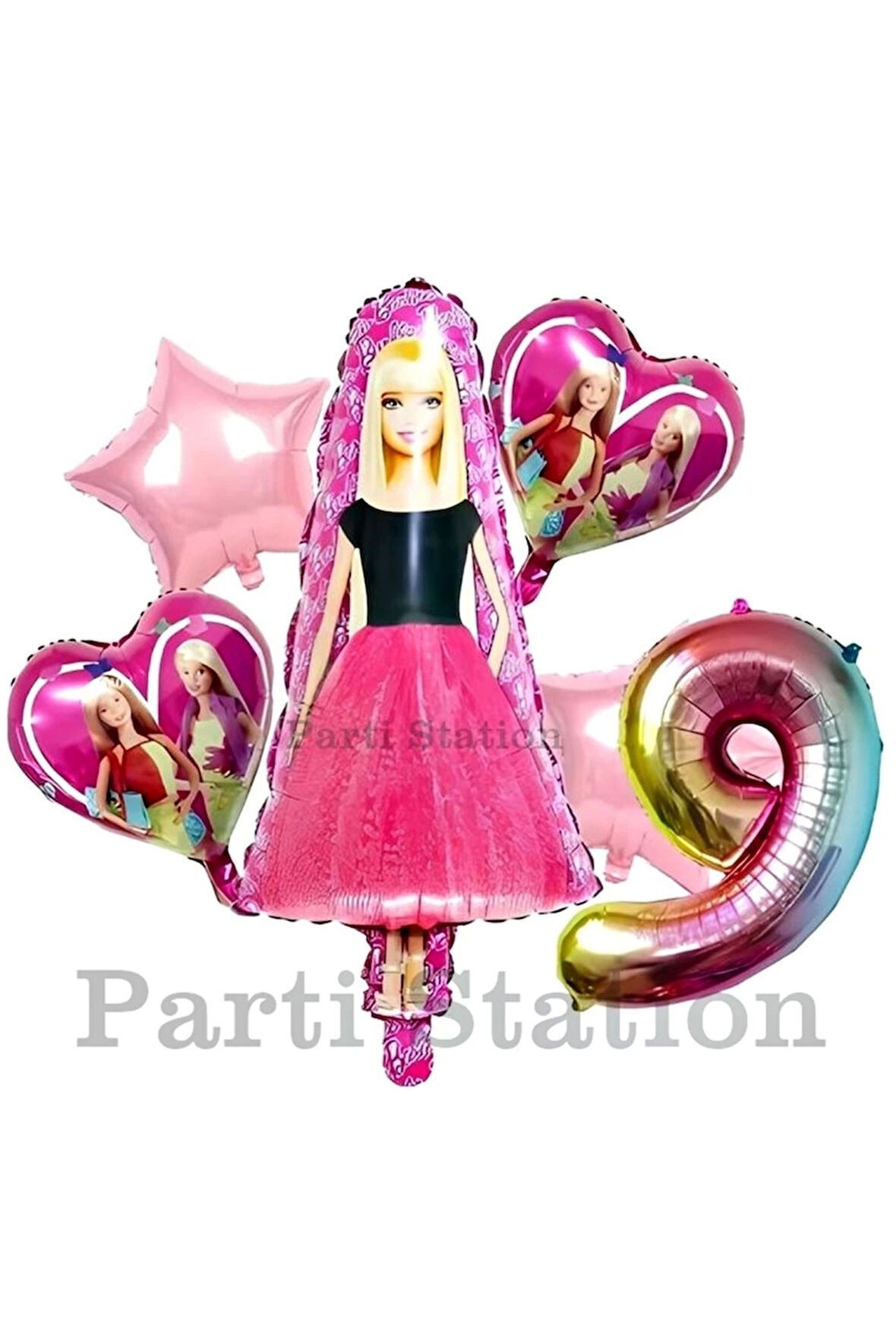 Barbie 9 Yaş Balon Set Barbie Konsept Doğum Günü Folyo Balon Set
