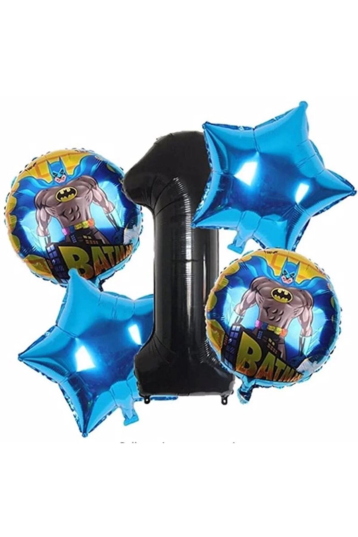 Batman 1 Yaş Balon Set Yıldız Balon Folyo Set Konsept Doğum Günü Set Yaş Balon Set