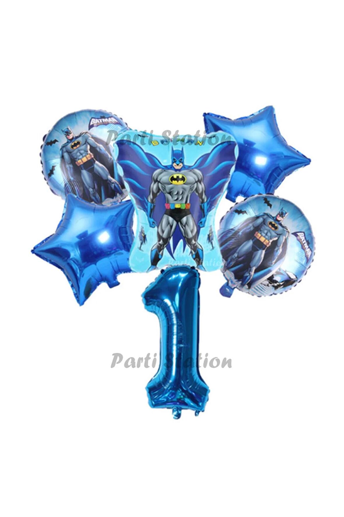 Lacivert Rakam Balonlu Yarasa Batman Konsept 1 Yaş Doğum Günü Parti Balon Set Batman Tema Parti Set