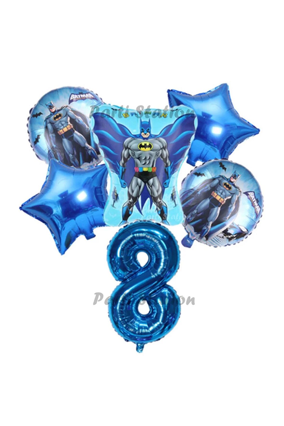 Lacivert Rakam Balonlu Yarasa Batman Konsept 8 Yaş Doğum Günü Parti Balon Set Batman Tema Parti Set