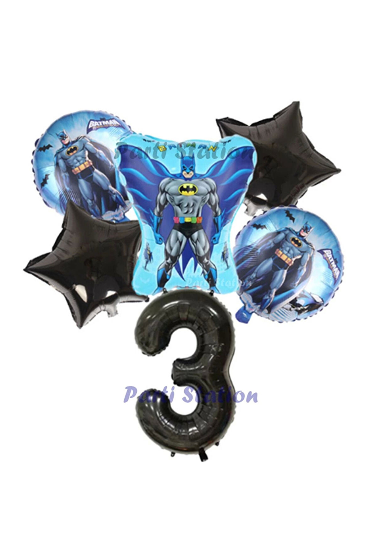 Siyah Rakam Balonlu Yarasa Batman Konsept 1 Yaş Doğum Günü Parti Balon Set Batman Tema Parti Set