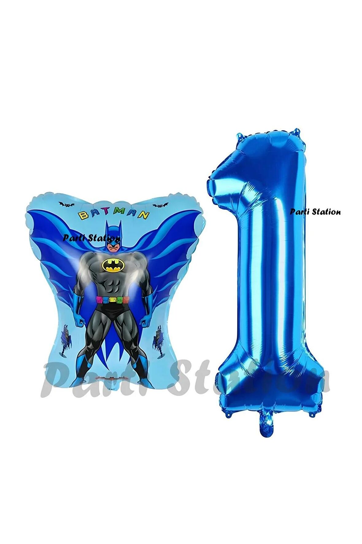 Batman Konsept 1 Yaş Balon Set Batman Yarasa ve Lacivert Rakam Balon Doğum Günü Balon Set