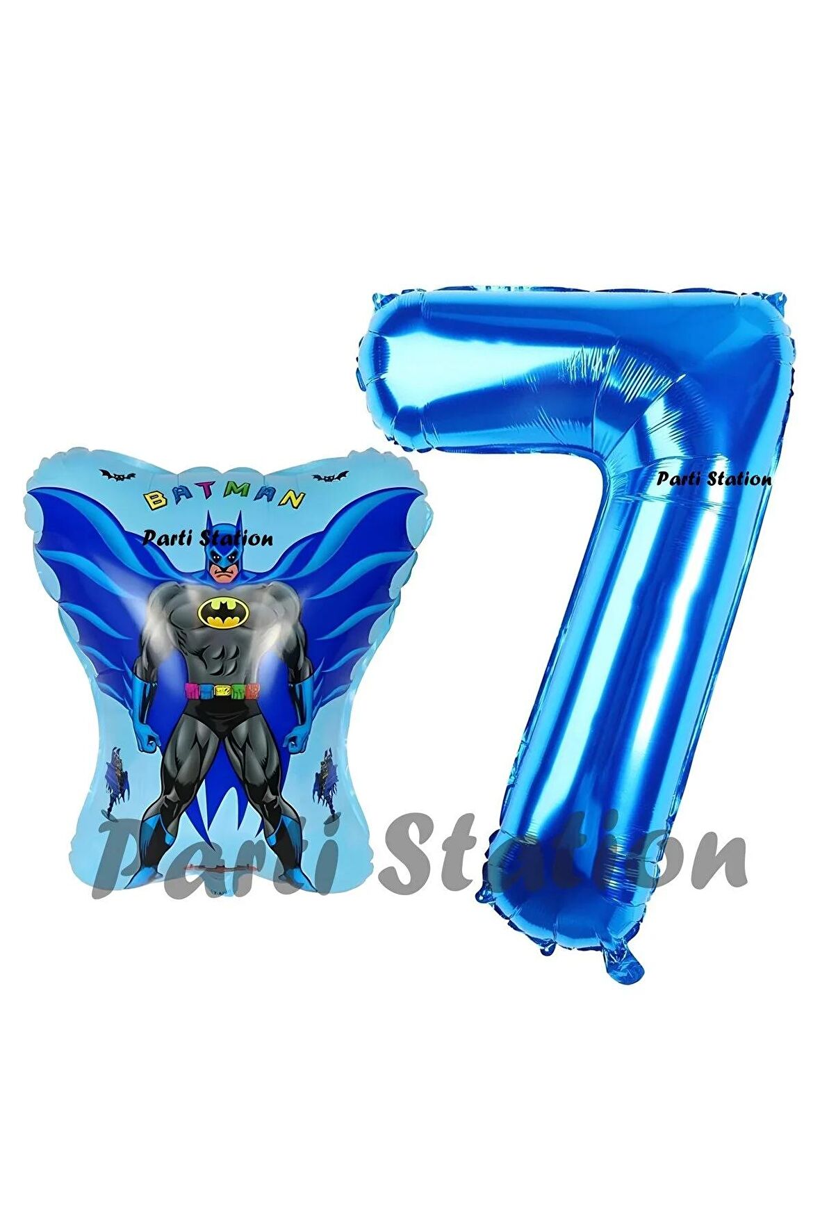 Batman Konsept 7 Yaş Balon Set Batman Yarasa ve Lacivert Rakam Balon Doğum Günü Balon Set