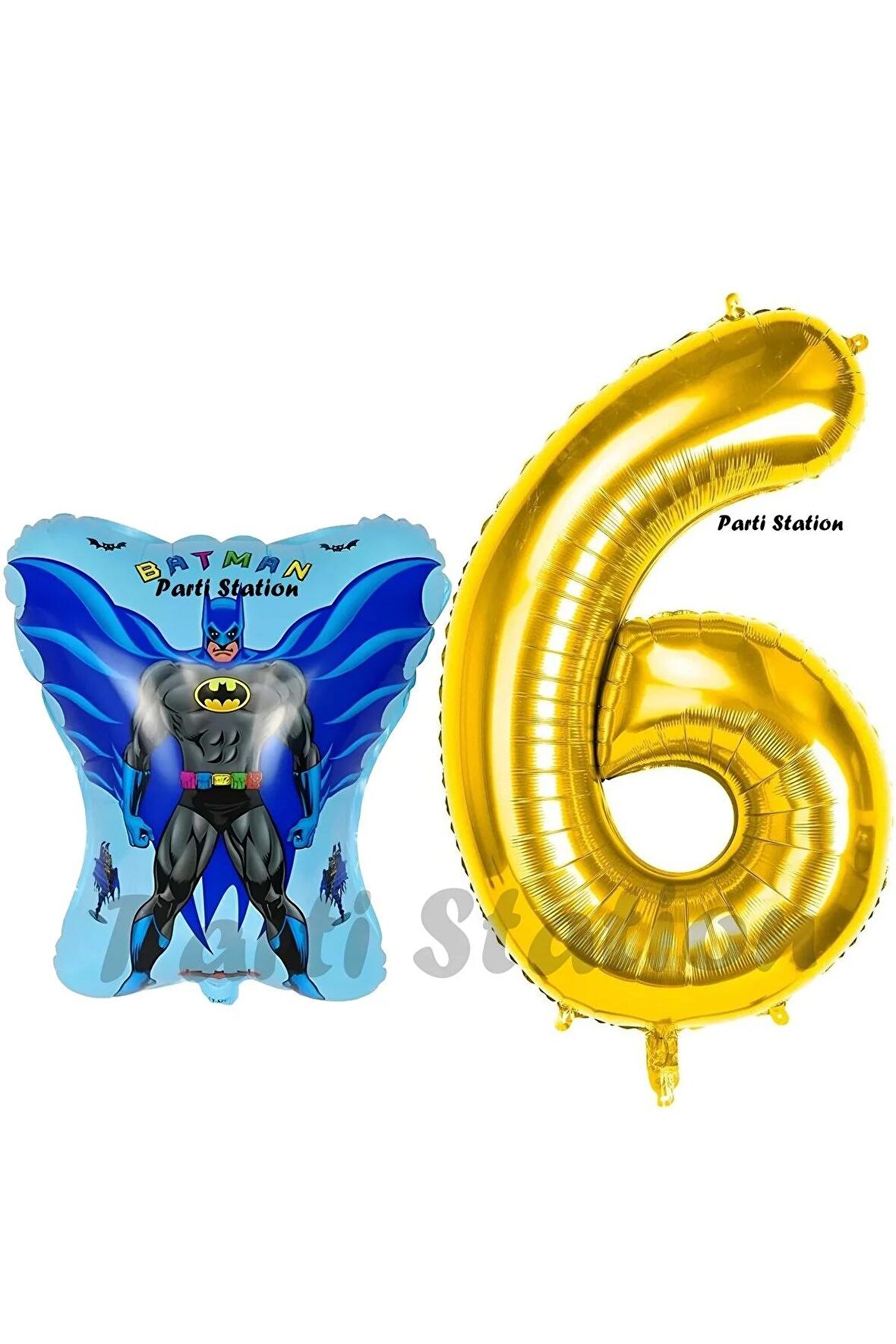 Batman Konsept 6 Yaş Balon Set Batman Yarasa ve Gold Rakam Balon Doğum Günü Balon Set