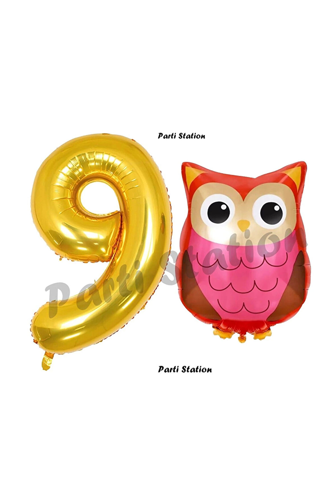 Woodland Baykuş Konsept 9 Yaş Balon Set Sevimli Baykuş Owl ve Gold Rakam Balon Doğum Günü Balon Set