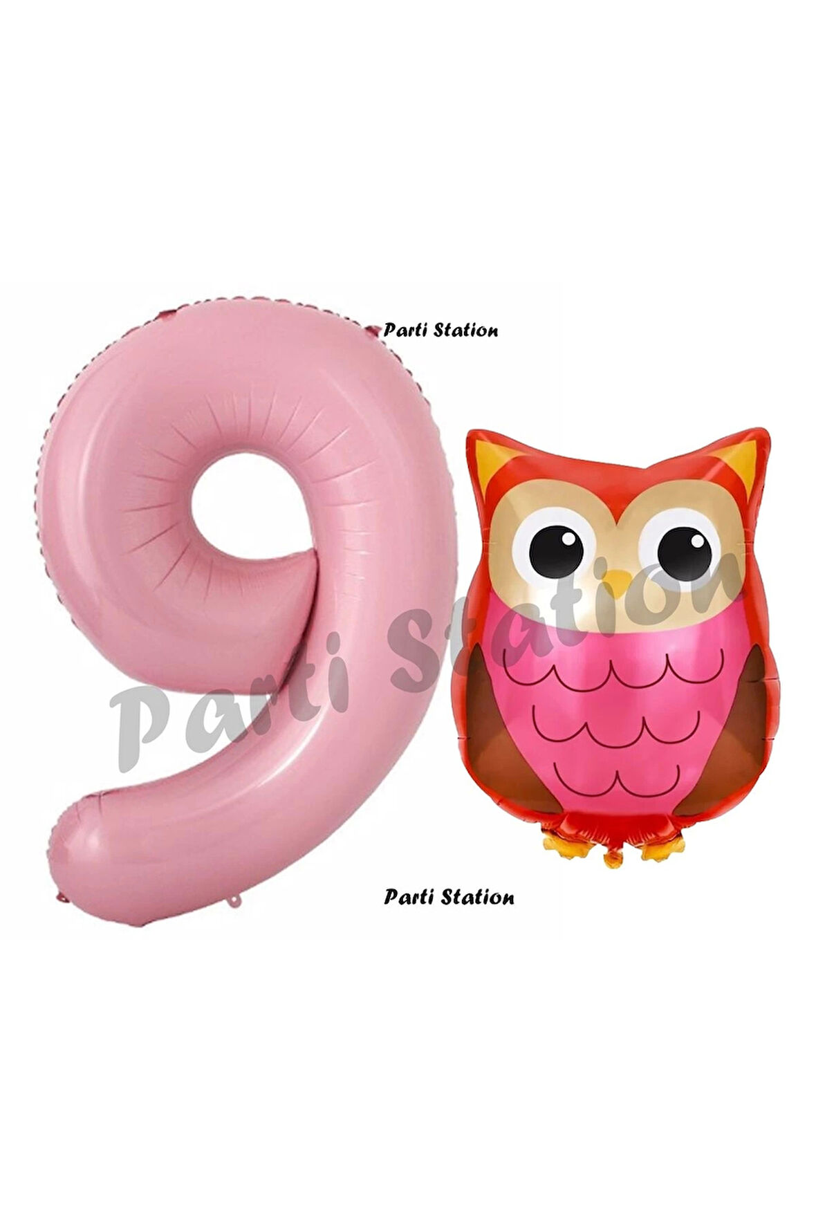 Woodland Baykuş Konsept 9 Yaş Balon Set Sevimli Baykuş Owl ve Pembe Rakam Balon Doğum Günü Balon Set