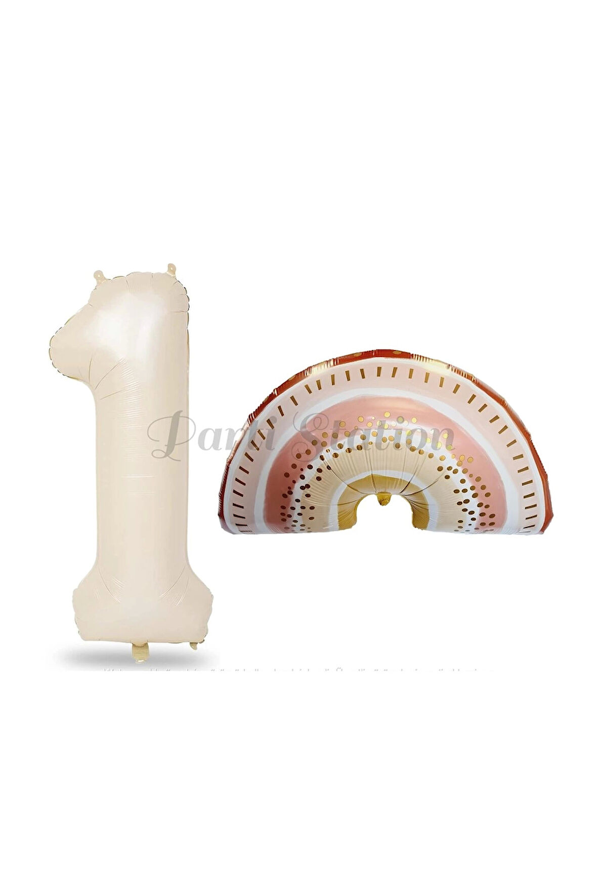 Bohem Gökkuşağı 7 Yaş Balon Set Boho Rainbow Konsept Balon ve Krem Rakam Balon