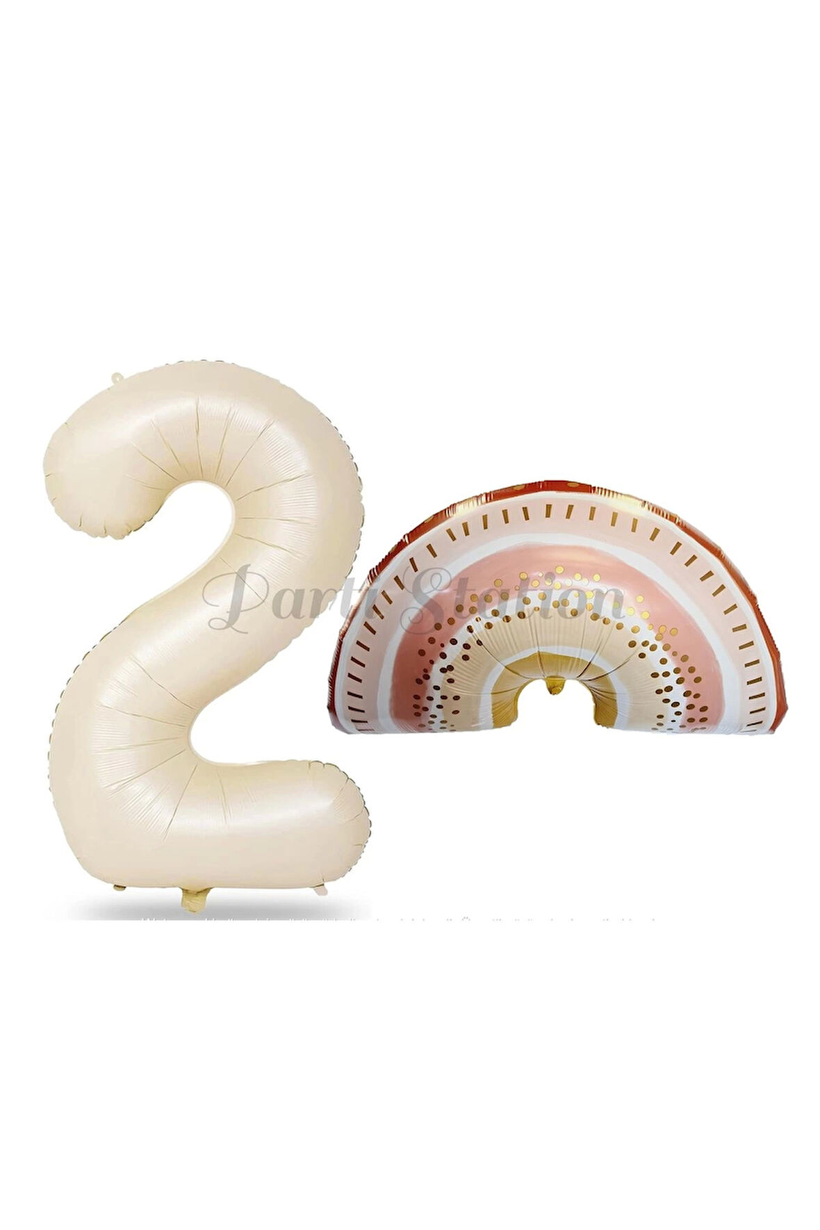 Bohem Gökkuşağı 7 Yaş Balon Set Boho Rainbow Konsept Balon ve Krem Rakam Balon