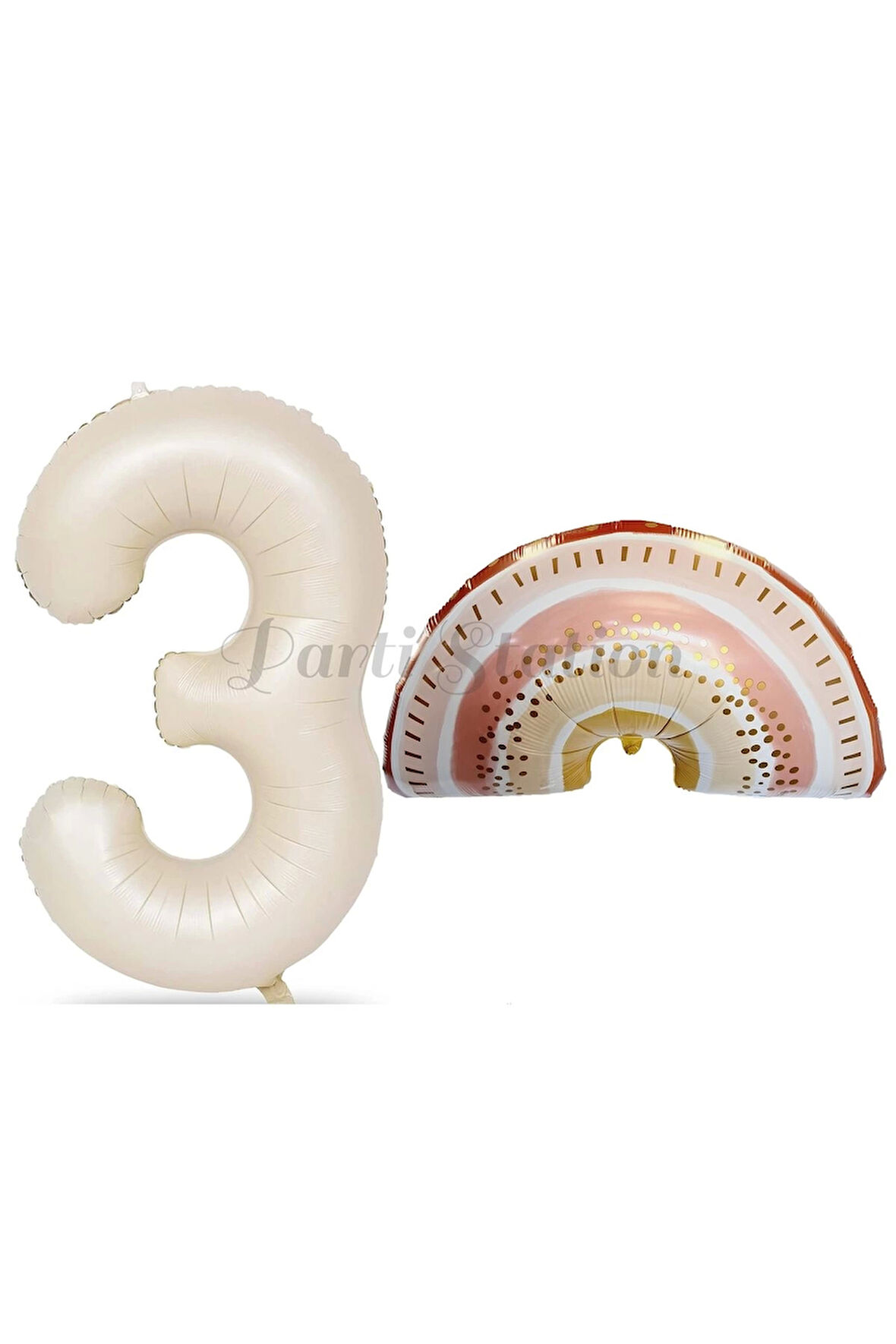 Bohem Gökkuşağı 7 Yaş Balon Set Boho Rainbow Konsept Balon ve Krem Rakam Balon