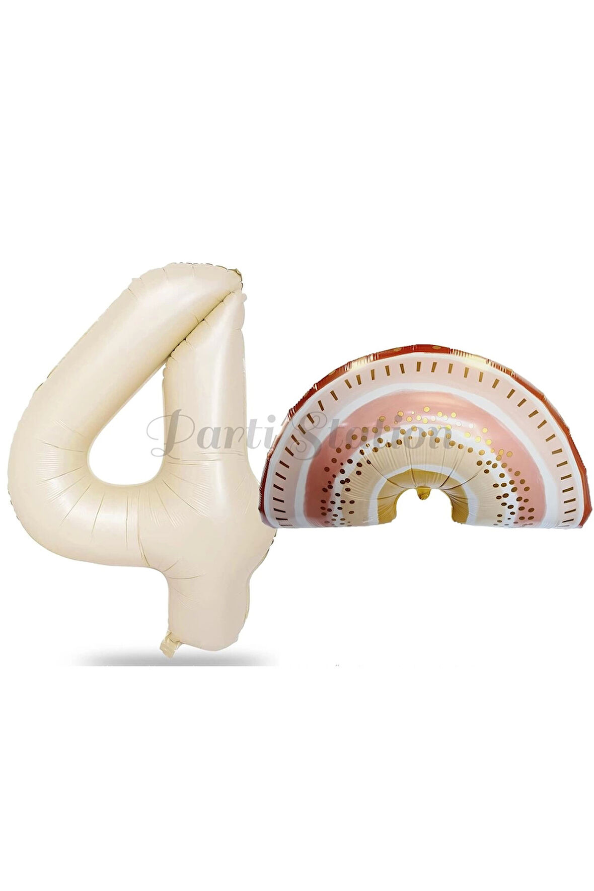 Bohem Gökkuşağı 7 Yaş Balon Set Boho Rainbow Konsept Balon ve Krem Rakam Balon