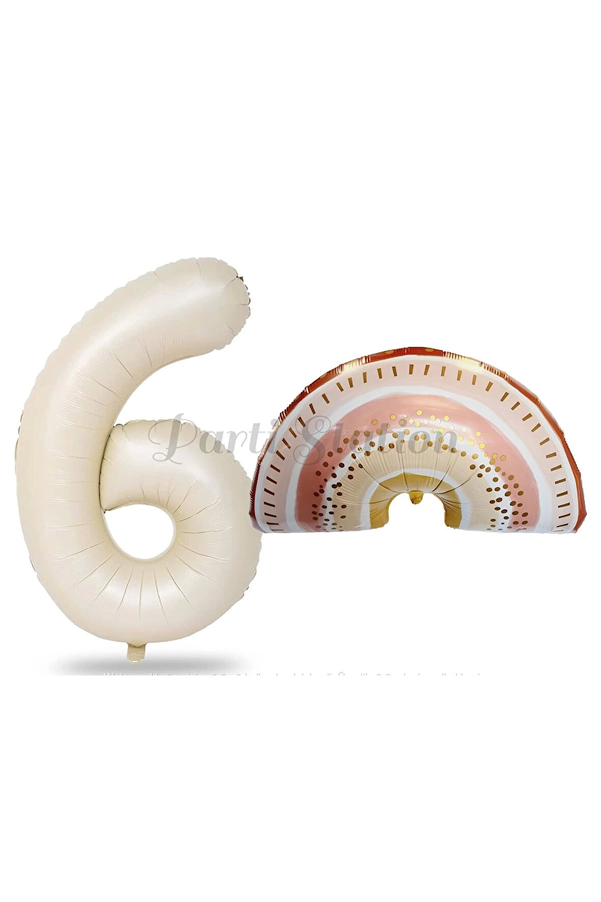 Bohem Gökkuşağı 7 Yaş Balon Set Boho Rainbow Konsept Balon ve Krem Rakam Balon
