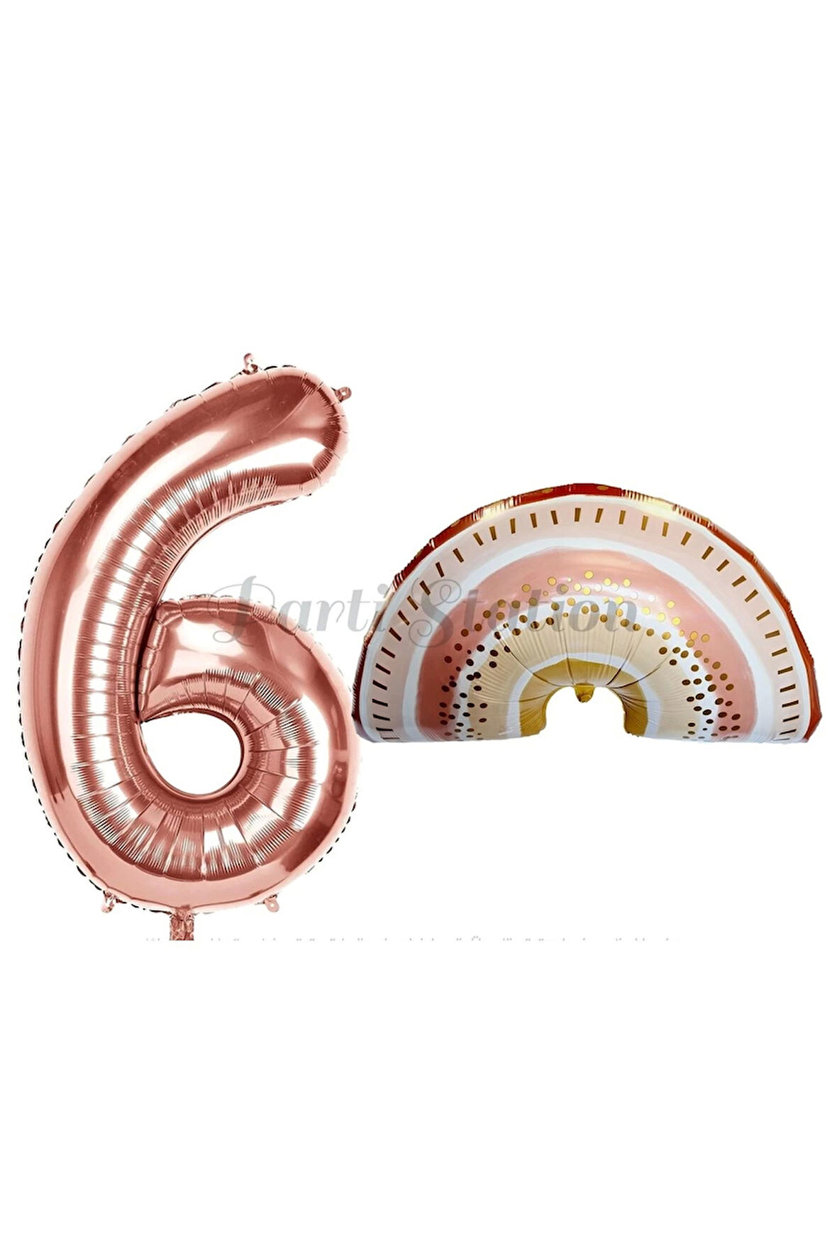 Bohem Gökkuşağı 5 Yaş Balon Set Boho Rainbow Konsept Balon ve Rosegold Rakam Balon
