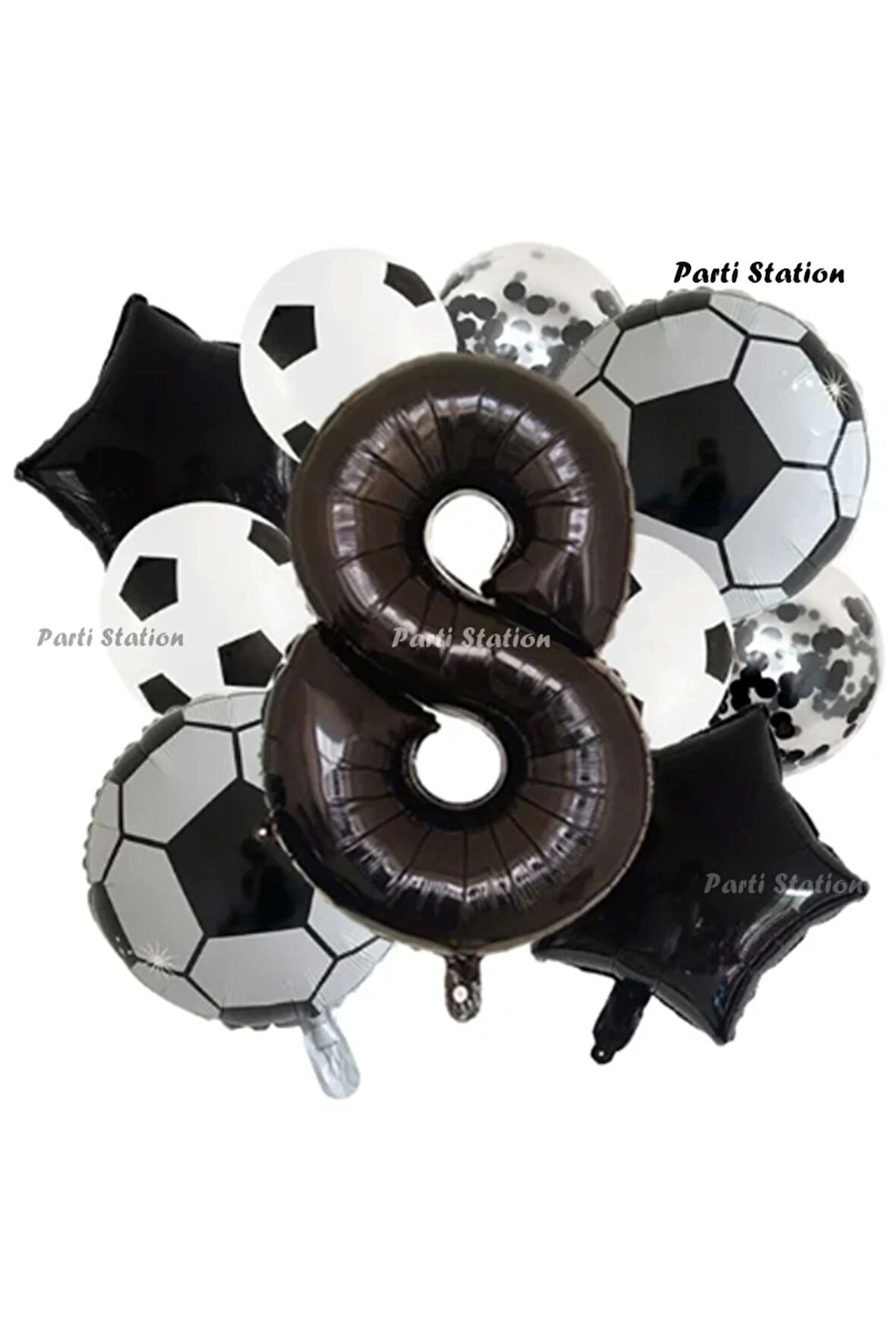 Siyah Beyaz Konsept 1 Yaş Doğum Günü Balon Set Siyah Beyaz Futbol Tema Doğum Günü Balon Set