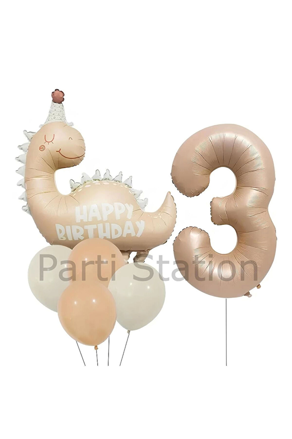 Retro Dinozor 4 Yaş Balon Set Bohem Renkler Dinozor Konsept Doğum Günü Balon Retro Balon Set