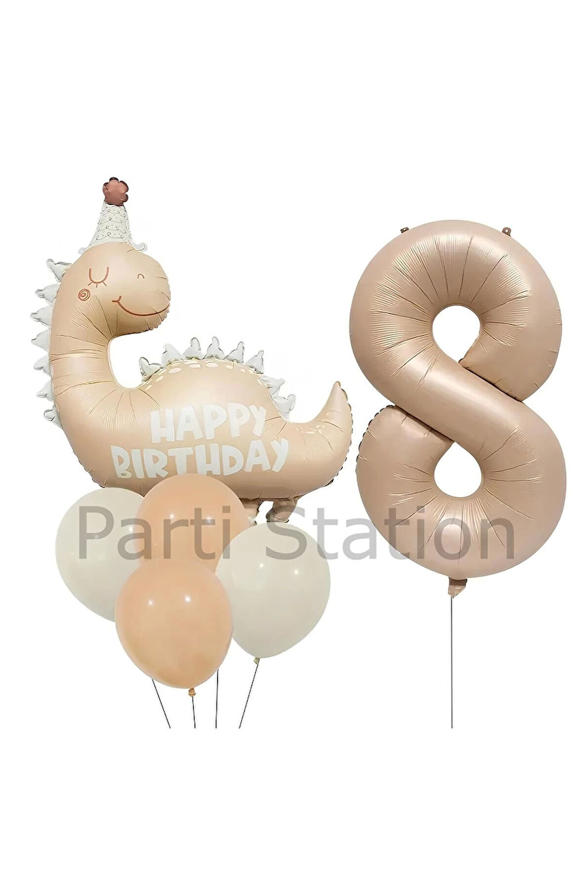 Retro Dinozor 4 Yaş Balon Set Bohem Renkler Dinozor Konsept Doğum Günü Balon Retro Balon Set