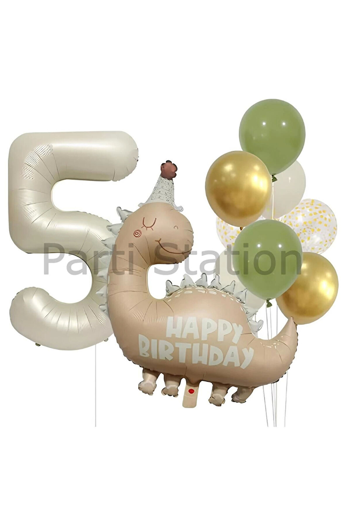 Retro Dinozor 1 Yaş Balon Set Bohem Renkler Dinozor Tema Doğum Günü Balon Retro Balon Set