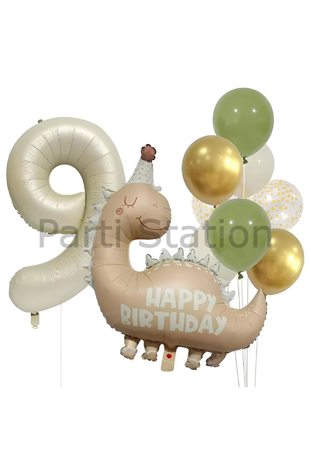 Retro Dinozor 1 Yaş Balon Set Bohem Renkler Dinozor Tema Doğum Günü Balon Retro Balon Set