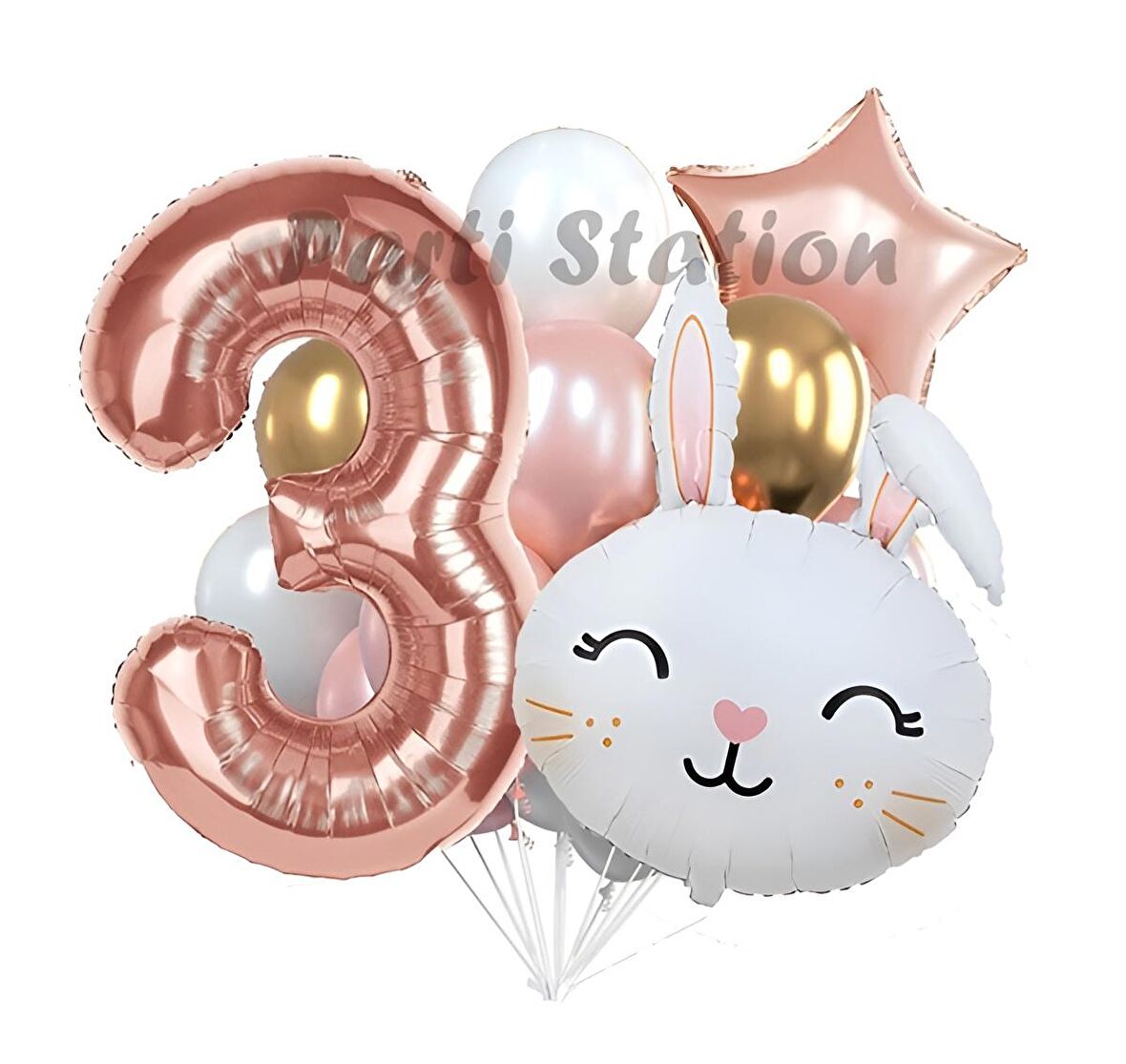 Tavşan Bunny Konsept 3 Yaş Balon Set Easter Sevimli Tavşan Woodland Doğum Günü Parti Balon Buketi