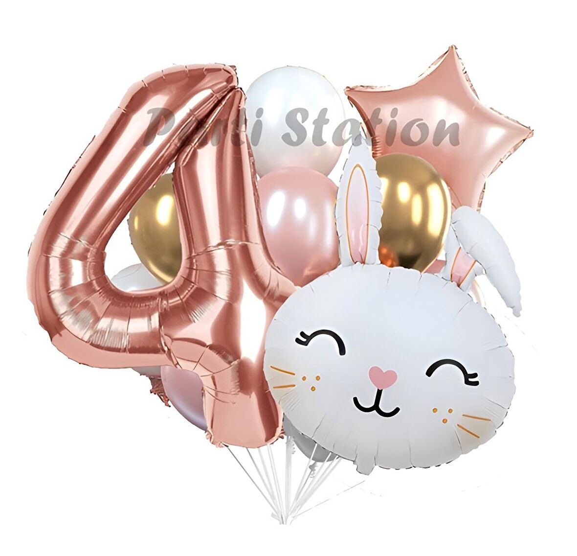 Tavşan Bunny Konsept 4 Yaş Balon Set Easter Sevimli Tavşan Woodland Doğum Günü Parti Balon Buketi