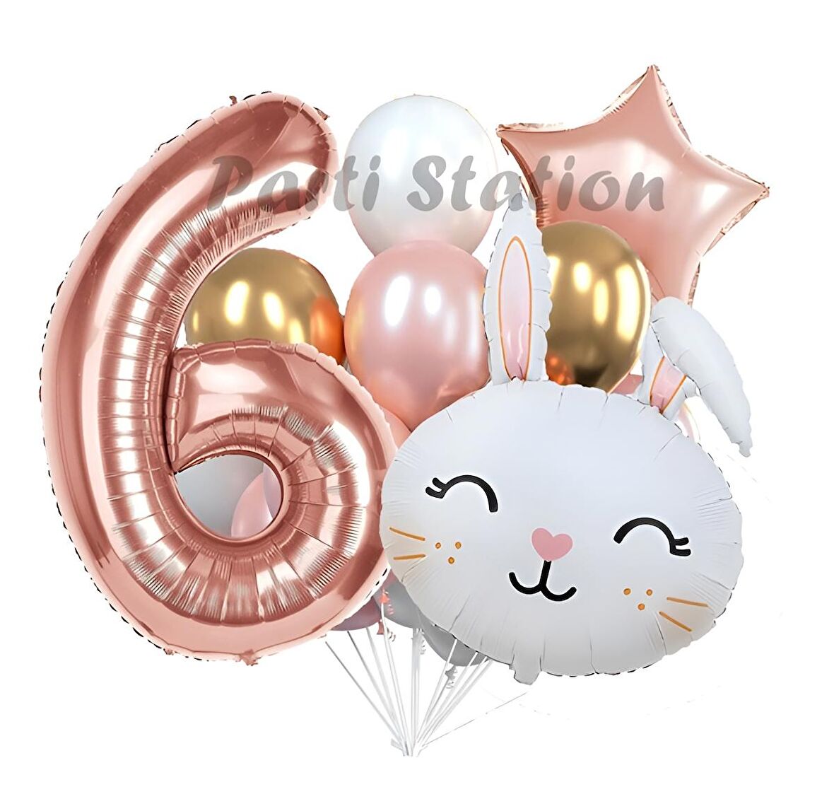 Tavşan Bunny Konsept 6 Yaş Balon Set Easter Sevimli Tavşan Woodland Doğum Günü Parti Balon Buketi