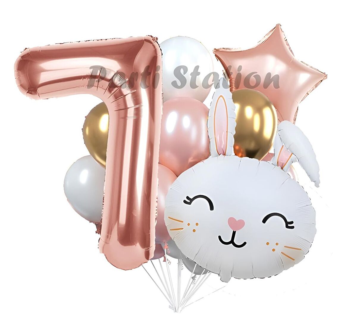 Tavşan Bunny Konsept 7 Yaş Balon Set Easter Sevimli Tavşan Woodland Doğum Günü Parti Balon Buketi