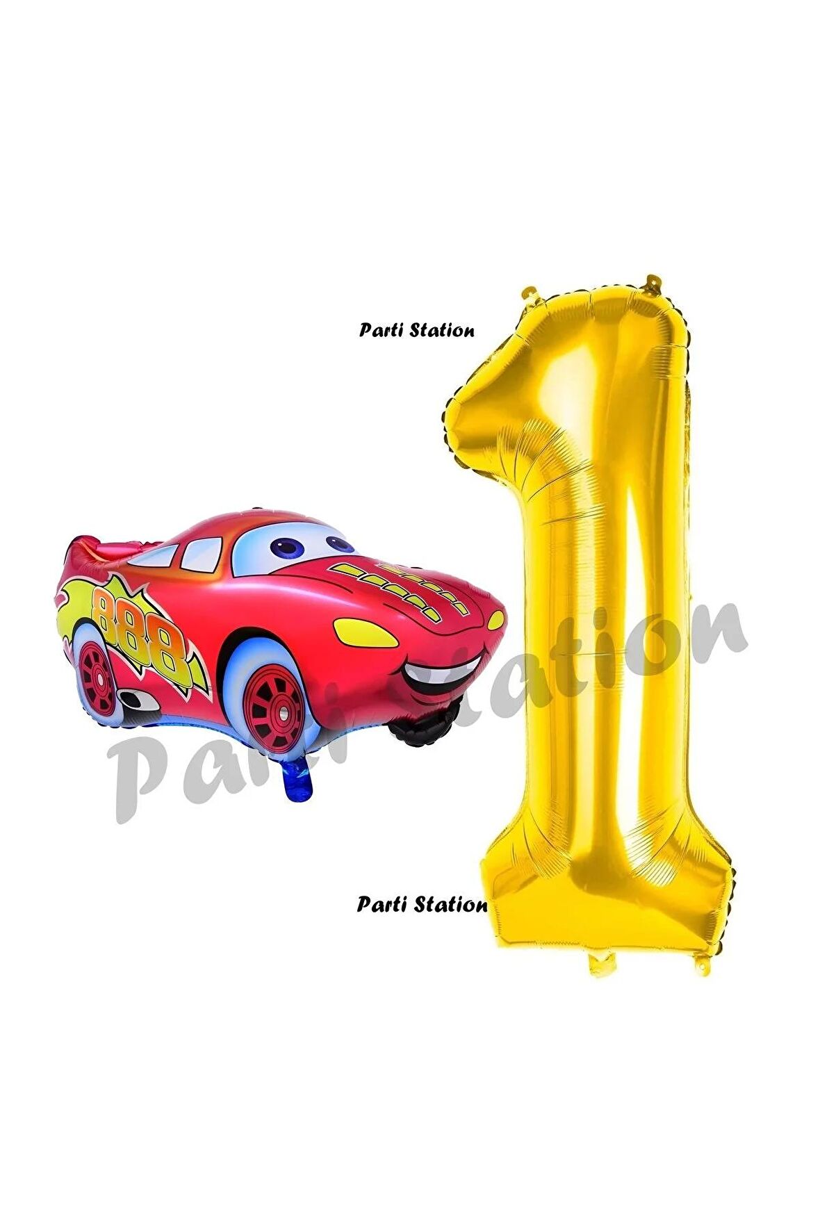 Cars Arabalar Balon Konsept 1 Yaş Balon Set Şimşek Mcqueen Balon ve Gold Rakam Balon Doğum Günü Set