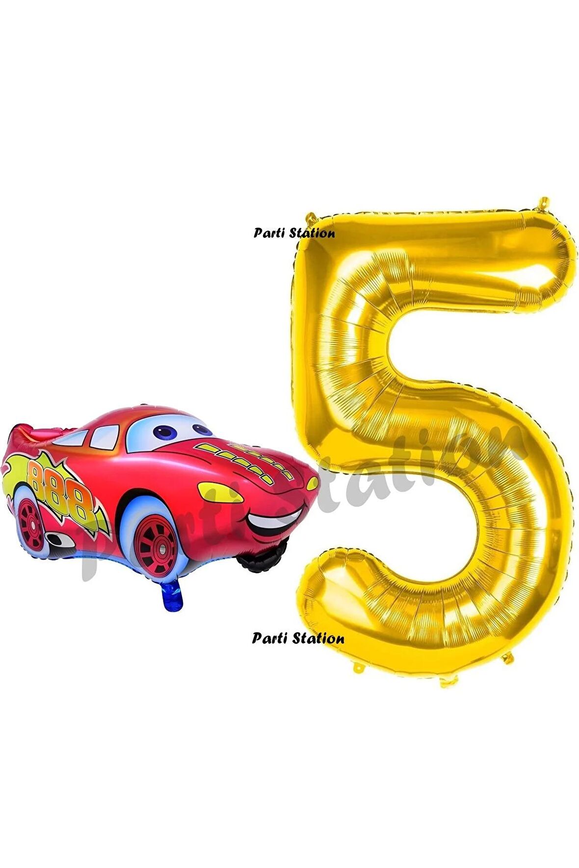 Cars Arabalar Balon Konsept 5 Yaş Balon Set Şimşek Mcqueen Balon ve Gold Rakam Balon Doğum Günü Set