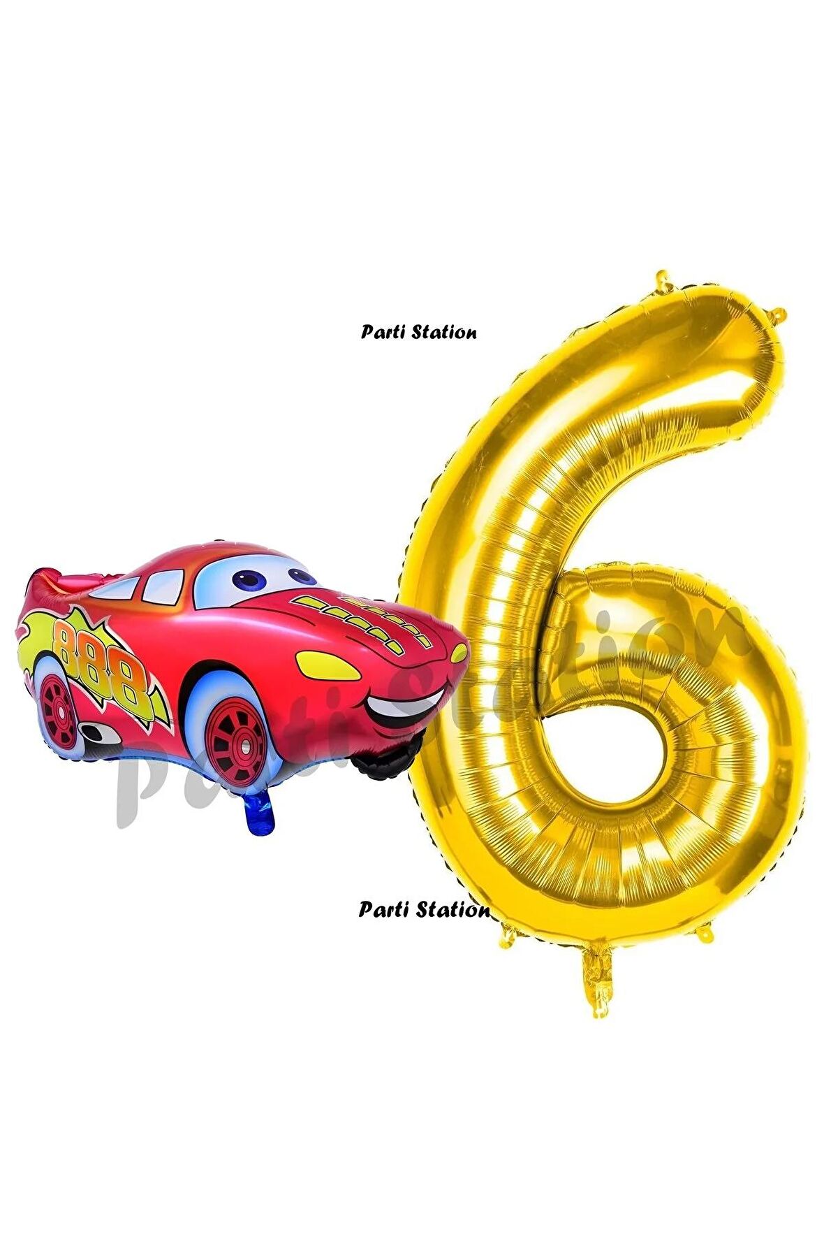 Cars Arabalar Balon Konsept 6 Yaş Balon Set Şimşek Mcqueen Balon ve Gold Rakam Balon Doğum Günü Set